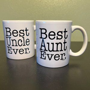Set of 2 BEST AUNT EVER and BEST UNCLE EVER Ceramic Companion Mugs